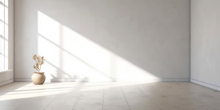 Empty room with white light shadow and floor. Empty room with Wall Background.の素材