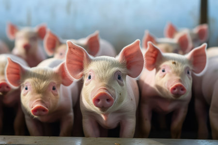 Piglets at the domestic farm, Pigs at Organic farm .の素材