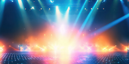 Event entertainment for concert. stage spotlights. stage with bright spotlights, stage lightsの素材