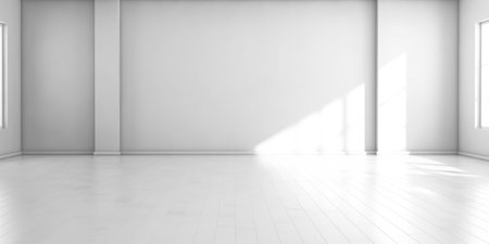 Empty room with white light shadow and floor. Empty room with Wall Background.の素材
