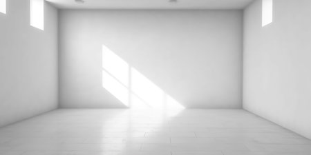Empty room with white light shadow and floor. Empty room with Wall Background.の素材