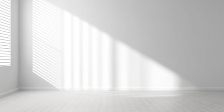 Empty room with white light shadow and floor. Empty room with Wall Background.の素材