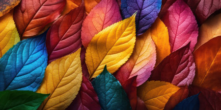 Multicolored fall leaves. Colorful autumn leaves.の素材