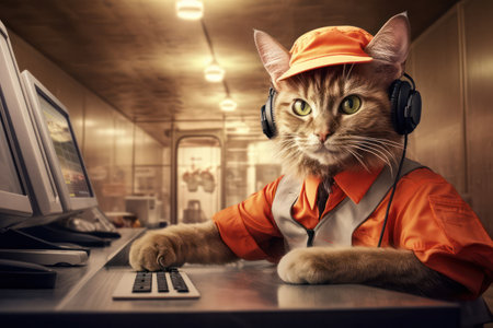 Cat Center Manager Cat employee service career.の素材