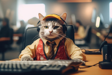 Cat Center Manager Cat employee service career.の素材