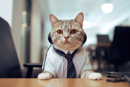 Cat Center Manager Cat employee service career.の素材