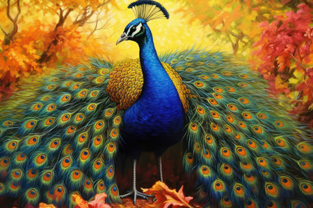 Close-up photo of a beautiful peacock.の素材