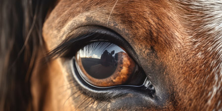 Extreme close-up of a horse's eyes.の素材