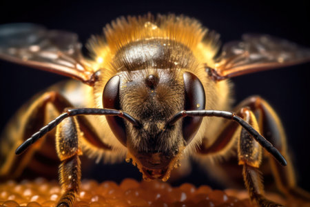 Close up of Bee making nests with honey.の素材