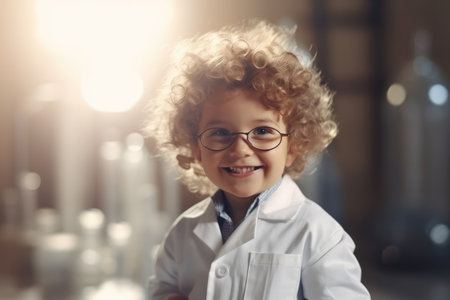 Happy child playing Doctor at indoor , Generative AI.の素材