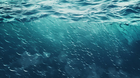 Underwater view of the surface of the sea with waves and foamの素材