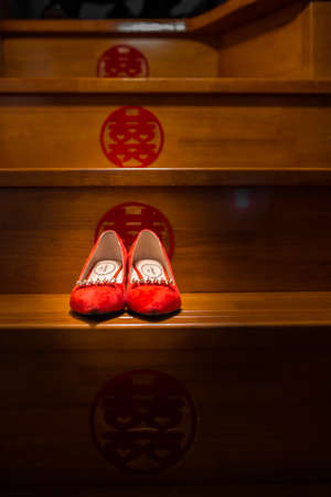 Wedding shoes on the stepsのeditorial素材