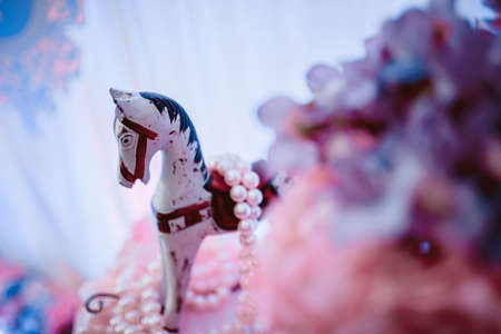 horse toy as decorationの写真素材