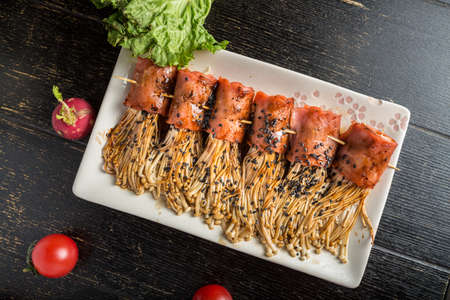 Ham and Enokitakeの写真素材