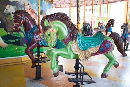 Carousel Horses at Siam park city , one of most famous amusement park in Bangkok Thailand の写真素材