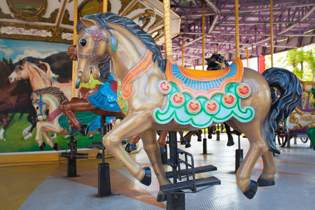 Carousel Horses at Siam park city , one of most famous amusement park in Bangkok Thailand の写真素材