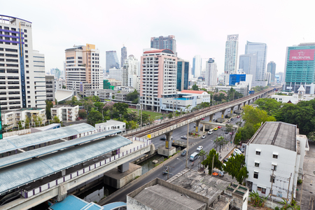 Bangkok , Thailand - Mar 15 , 2014   View of building and street on Sathorn road Bangkok Thailand のeditorial素材