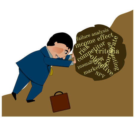 A business man struggles with business issuesのイラスト素材