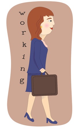A woman in a suit with a briefcase walking happilyのイラスト素材