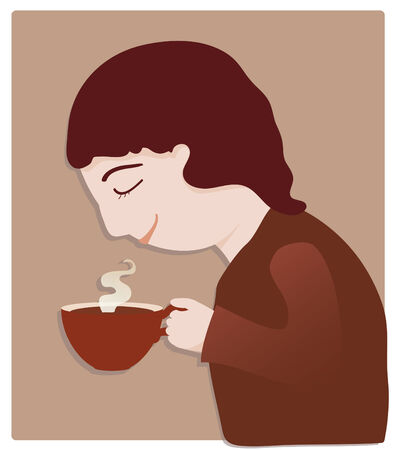 A person enjoys drinking coffeeのイラスト素材