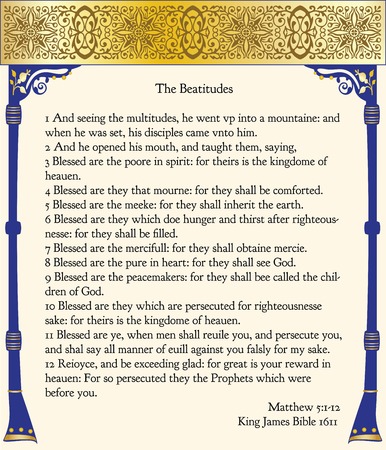 The Beatitudes from the King James Bible, 1611, the original Bible, in old Englishのイラスト素材