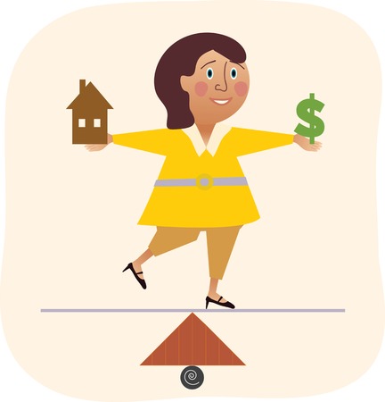 A woman balancing her job and her familyのイラスト素材