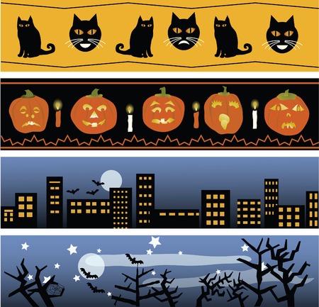 Four original Halloween banners, for use in invitations, cards, web sites, etc. のイラスト素材
