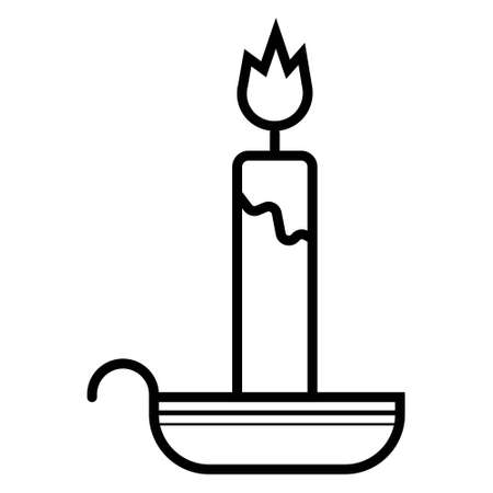 candle light burn wax black thin line outline icon on white backgroundのイラスト素材