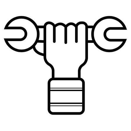wrench in hand, isolated icon on white background, auto service, car repairのイラスト素材