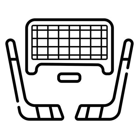 Hockey game equipment icon. Drop shadow silhouette symbol. Hockey sticks and puck. Negative space. Vector isolated illustration
のイラスト素材