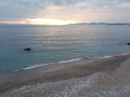 Beautiful summer view from the seashore. Summer brings happinessの写真素材