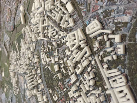 Scale model of Krakow Poland. Puzzle like model art made by Turkish Urbanist. Selective focus