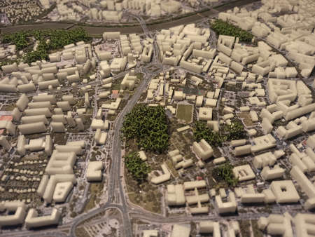 Scale model of Krakow Poland. Puzzle like model art made by Turkish Urbanist. Selective focus