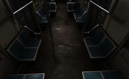 Inside of an empty subway metro. Creepy and scary environment for being alone.の写真素材