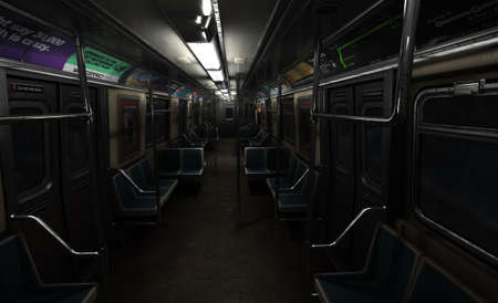 Inside of an empty subway metro. Creepy and scary environment for being alone.