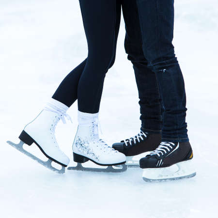 People on the ice rinkの写真素材
