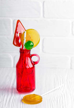 Close up of a variety of lollipops and candiesの写真素材