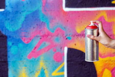 Girl with spray canの写真素材