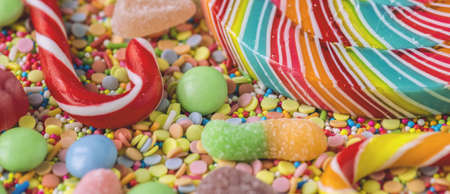 Close up of candy balls and sprinkles