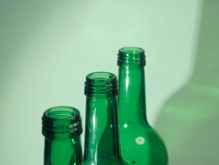 Tree green bottles ordered by sizeの写真素材