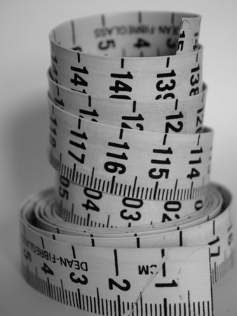 A strip measure for the body, black and whiteの写真素材