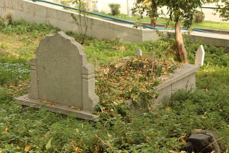 Samsun,Turkey - November 19, 2022 Turkish style cemetery with stone structures for dead people. high quality photoのeditorial素材