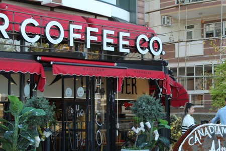 Samsun,Turkey - November 27, 2022 Warm environment of a coffee shop. high quality photoのeditorial素材