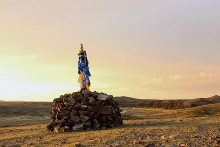 Ovo in the Orkhon river valley in Central Mongoliaの写真素材