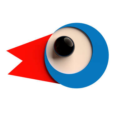 3D illustration, a stylized bird head composed of geometric shapesの写真素材
