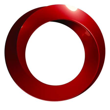 3D rendering of a Moebius ring in metallic redの写真素材