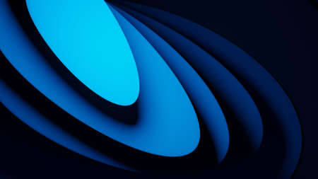 3D rendered abstract geometric background wallpaper, blue shapes in different huesの写真素材