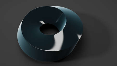 3D illustration of a Moebius object, clean, dark wallpaper background backdropの写真素材