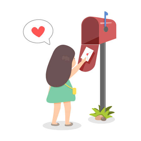 Girl Sending Love Letterのイラスト素材
