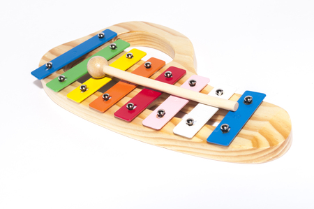 Toy xylophone on white backgroundの写真素材